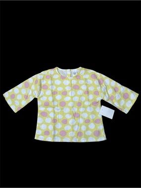 OPEN EDIT Kids Yellow Polka Dot 3/4Th Sleeves Summer Casual Girl’s Top